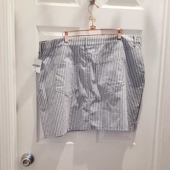 F21 Plus Size Blue & White Striped Skirt - Picture 6 of 6